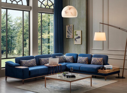 Corner sofa L-shape Sofa Couch Design Living room Upholstery Textile Modern Corner Suite